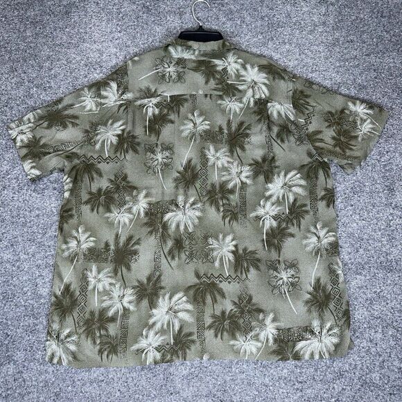 Batck Bay Hawaiian Shirt Mens 2XB Green Rayon Palm Tree Short Sleeve Button Up - Picture 3 of 5